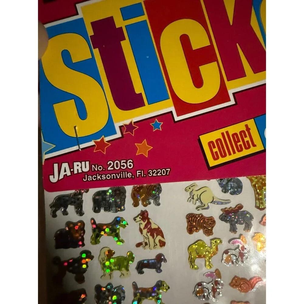Vintage 90s JA-RU Petite Stickers Animal Zoo Teddy Bear Holographic Taiwan NOS